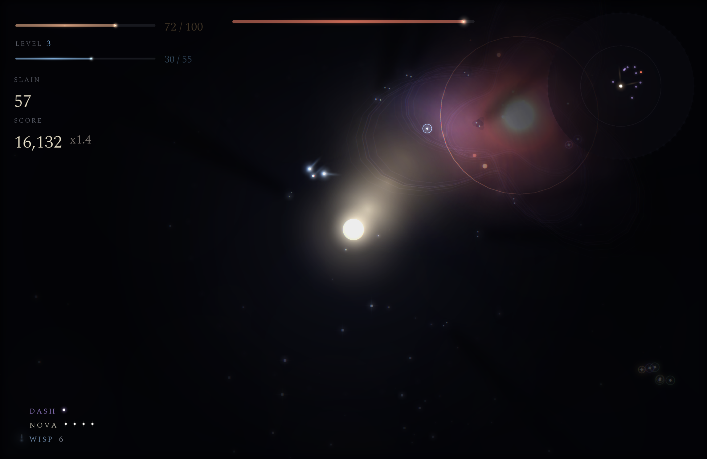 A wide red glow spreading over part of the field